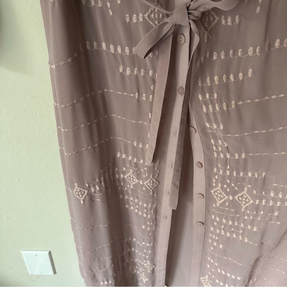 Soft Surroundings Embroidered Belted Duster Dress in Lavender XS - Picture 9 of 15